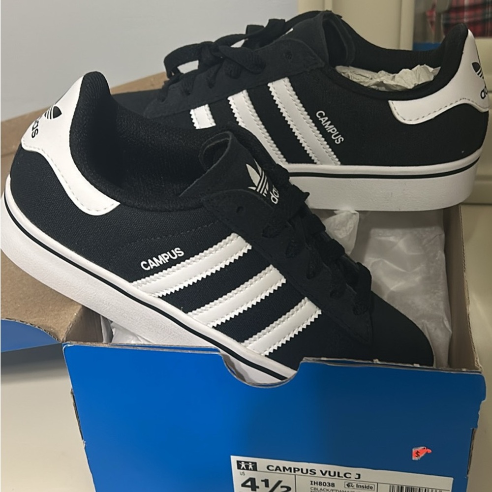 Adidas Campus Vulc J Black White Sneakers